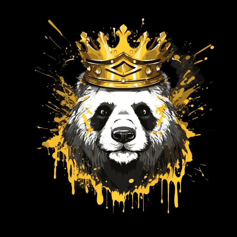 Panda Kopf Porträt Krone