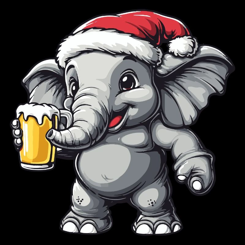 Éléphant Noël Bière Drôle