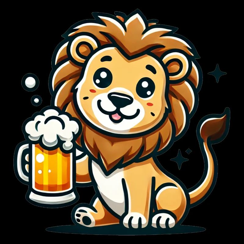 Cute Lion Drinking Beer 3