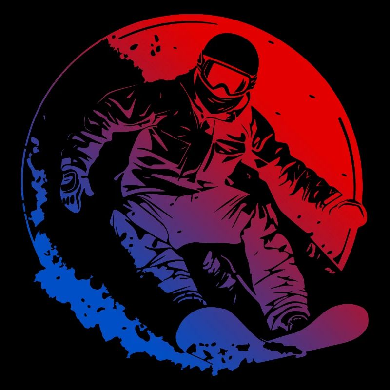 Silhouette de snowboard colorée