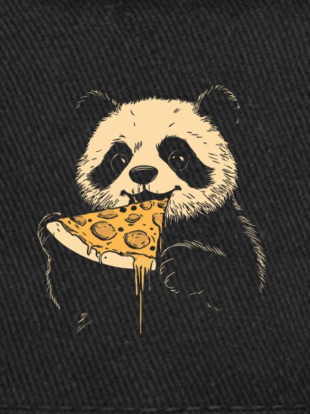 Panda eats pizza