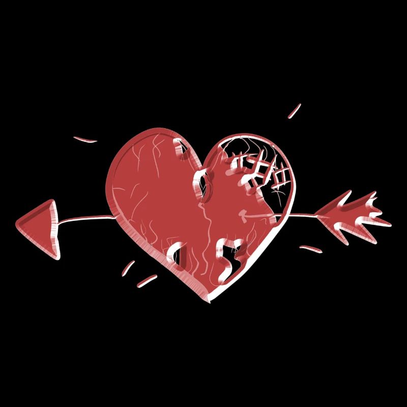 symbole du cœur cicatrices de flèche rouge