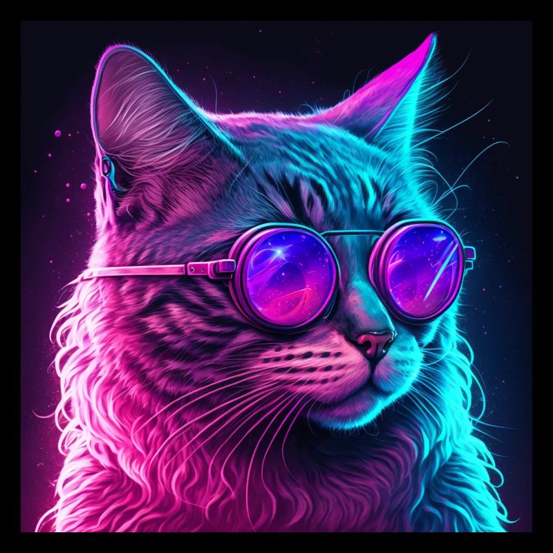 Cat Vaporwave Esthétique Rétro