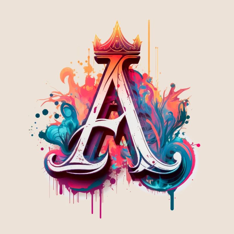 Graffiti Buchstabe A bunt mit Krone