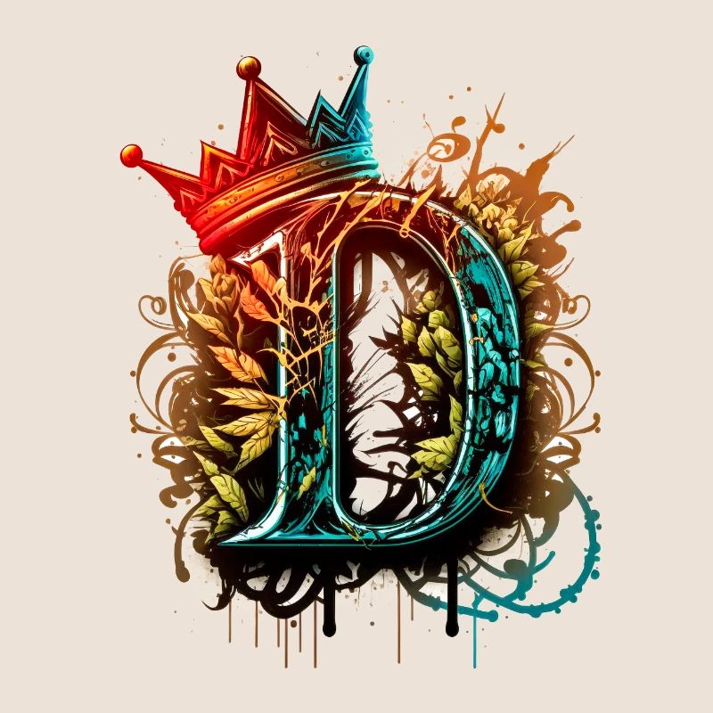 Buchstabe D als cooles Graffiti mit Krone 👑
