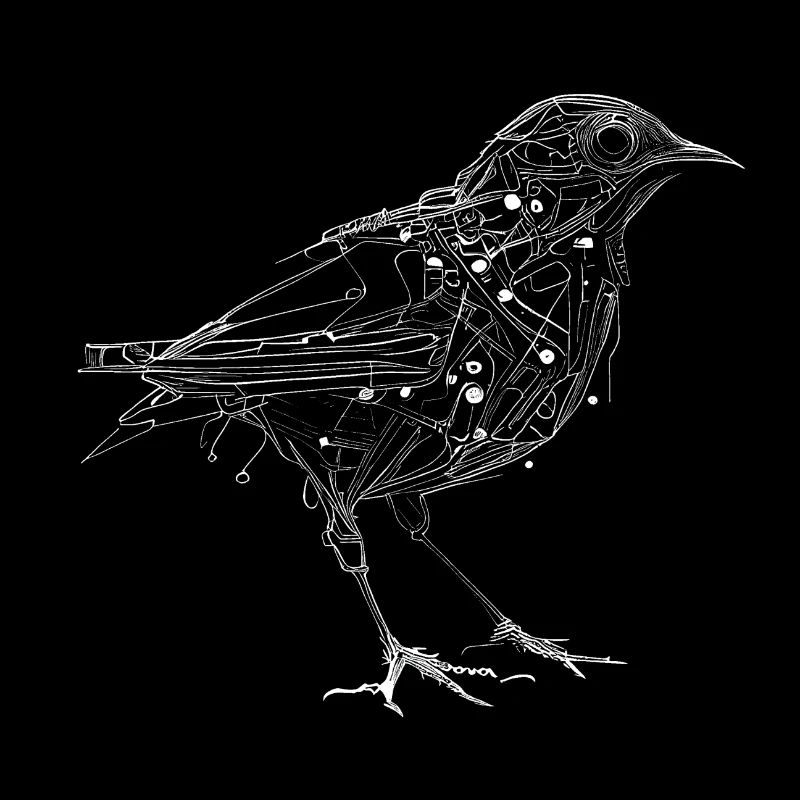 Filigree surreal cyborg bird