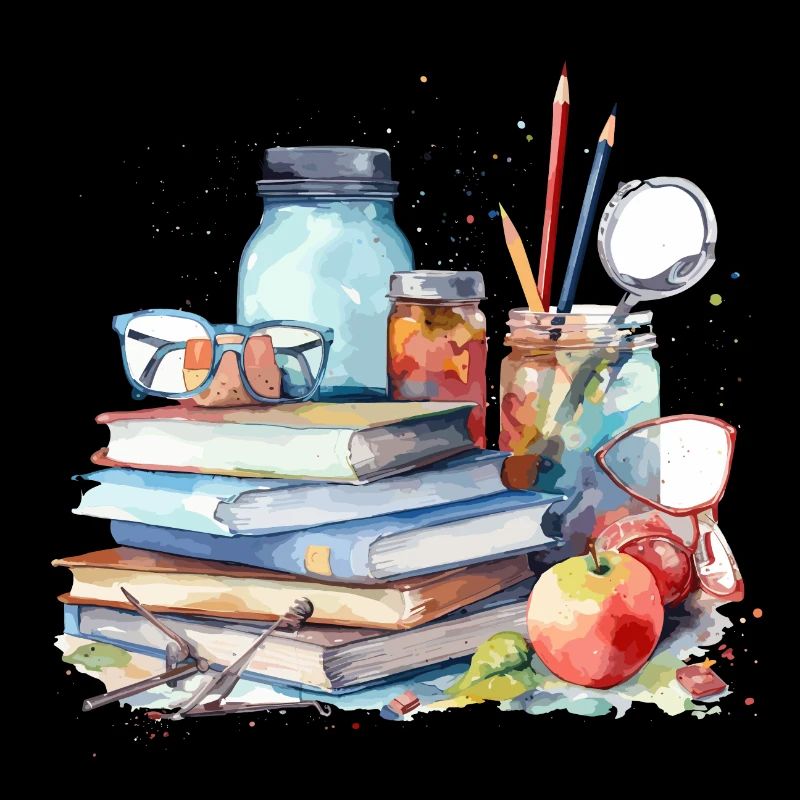 Illustration de livres à l’aquarelle