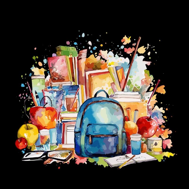 Aquarell Schultasche und Bücher Illustration
