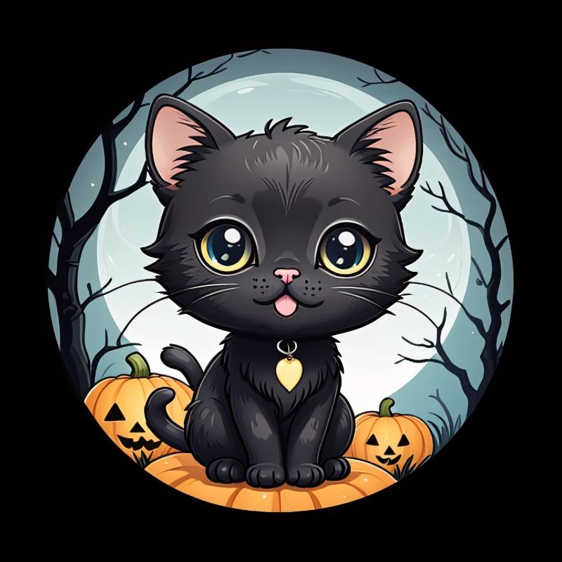 Halloween - Black Cat Full Moon Pumpkins