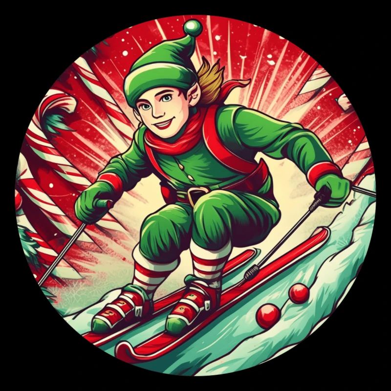 Christmas Elf Skiing