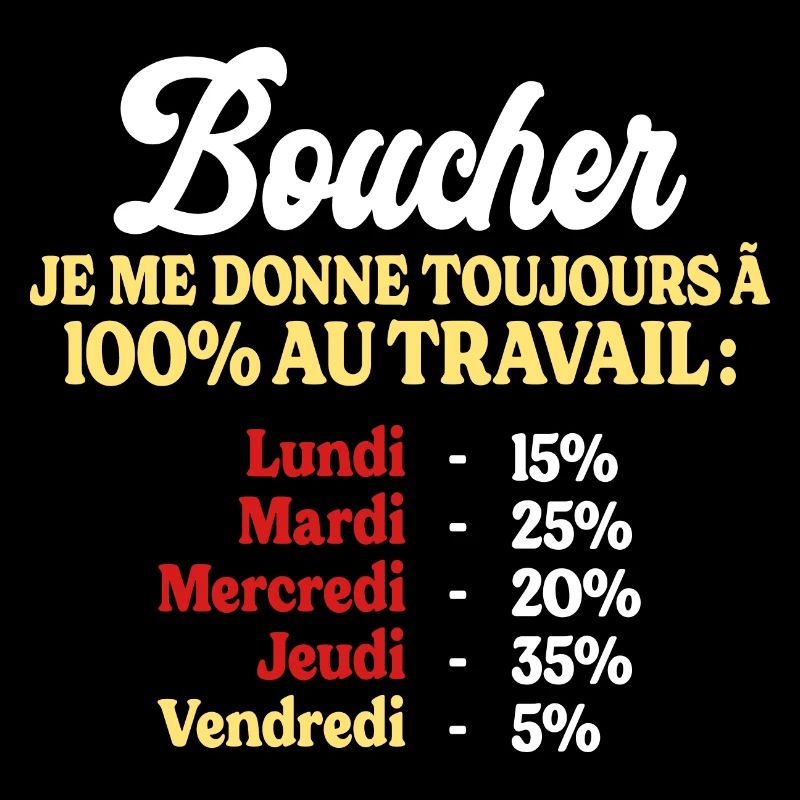 100% Au Travail Citation Drôle Boucher