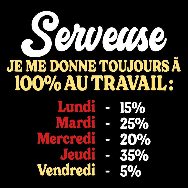 100% Au Travail Citation Drôle Serveuse