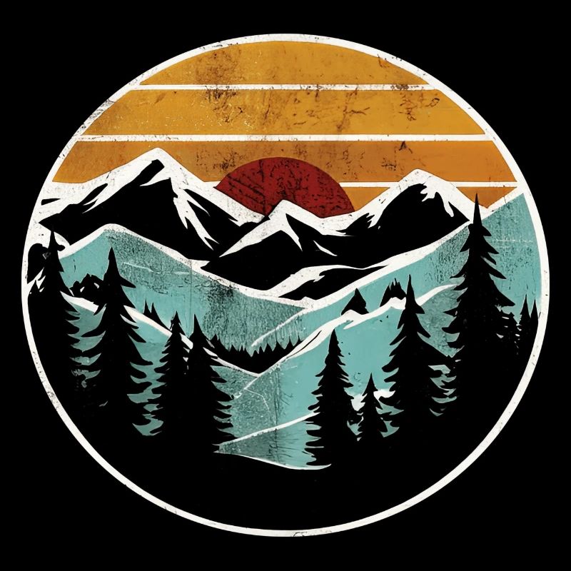 Montagne Graphique Rétro Nature Forêt