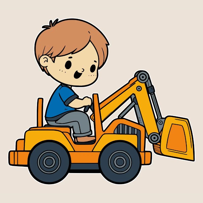 Junge mit Bagger