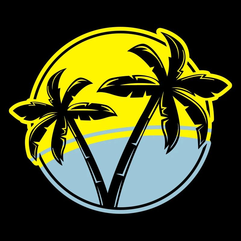 palm silhouette circle beach