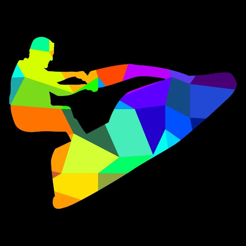 Jet Ski Speed Boat Rainbow Polygon Ships