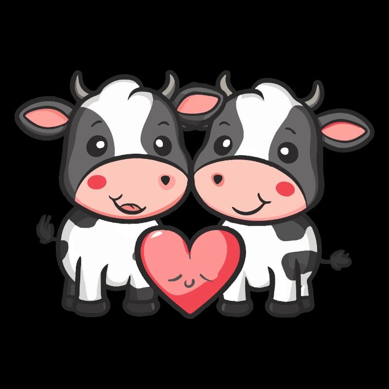 Couple de vaches Amour Saint-Valentin