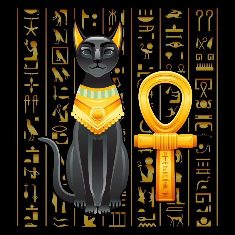 Hiéroglyphes égyptiens Anubis Bastet et Sphinx