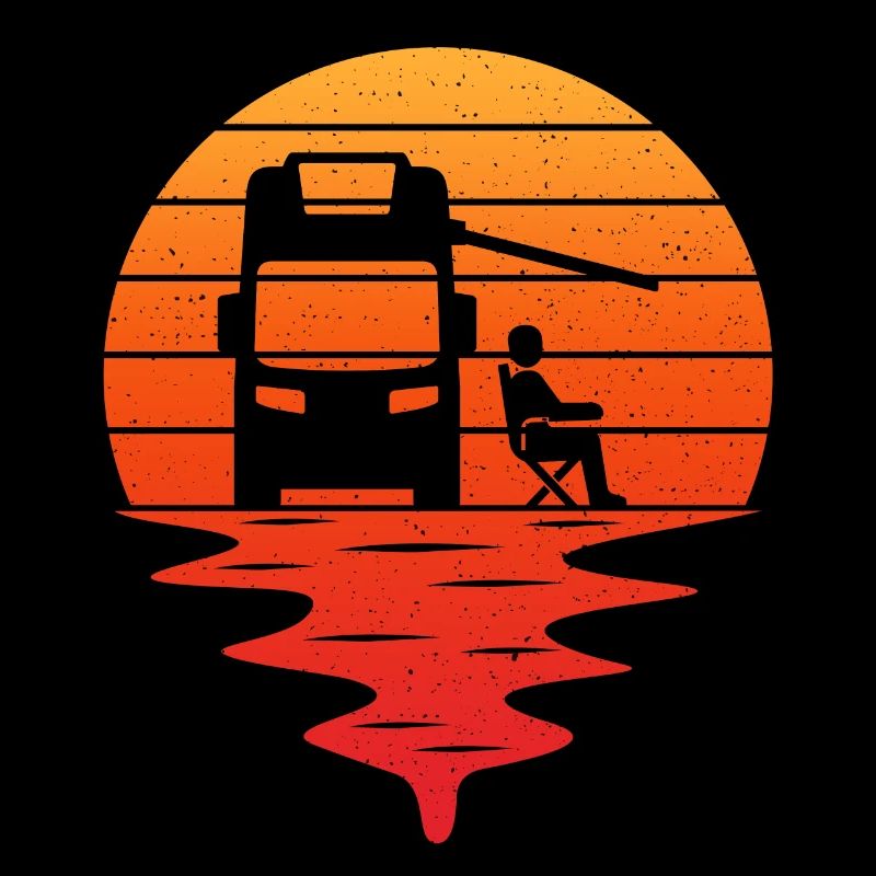 retro sunset camper camping-car caravanning