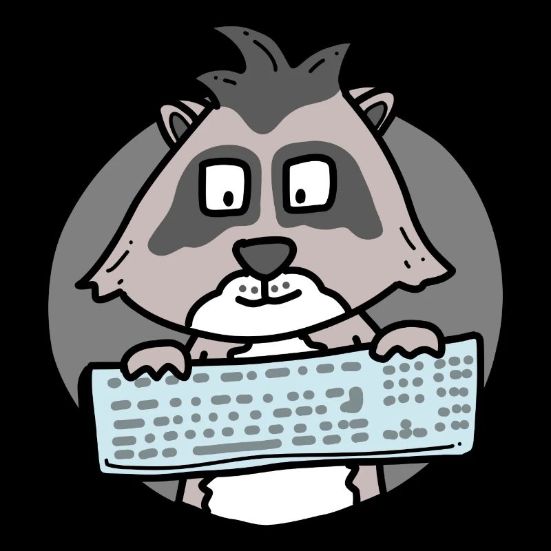 Raton laveur avec clavier / bureau / ordinateur nerd