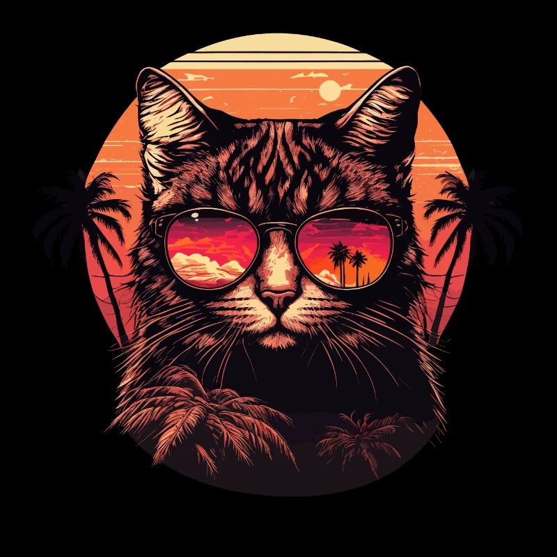 80s Style Cat illustration
