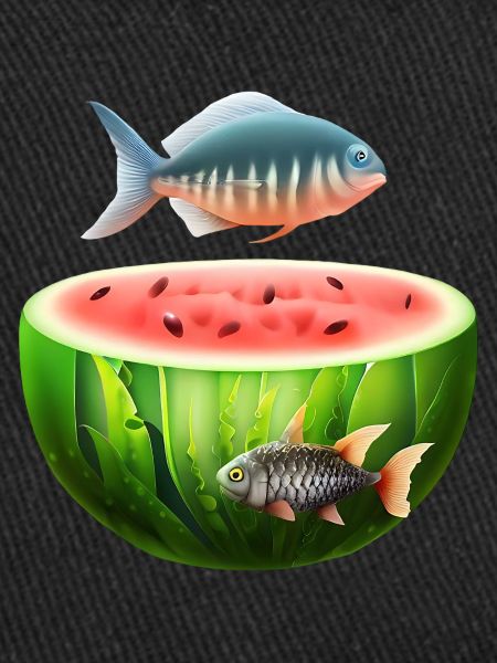 Watermelon aquarium with fish