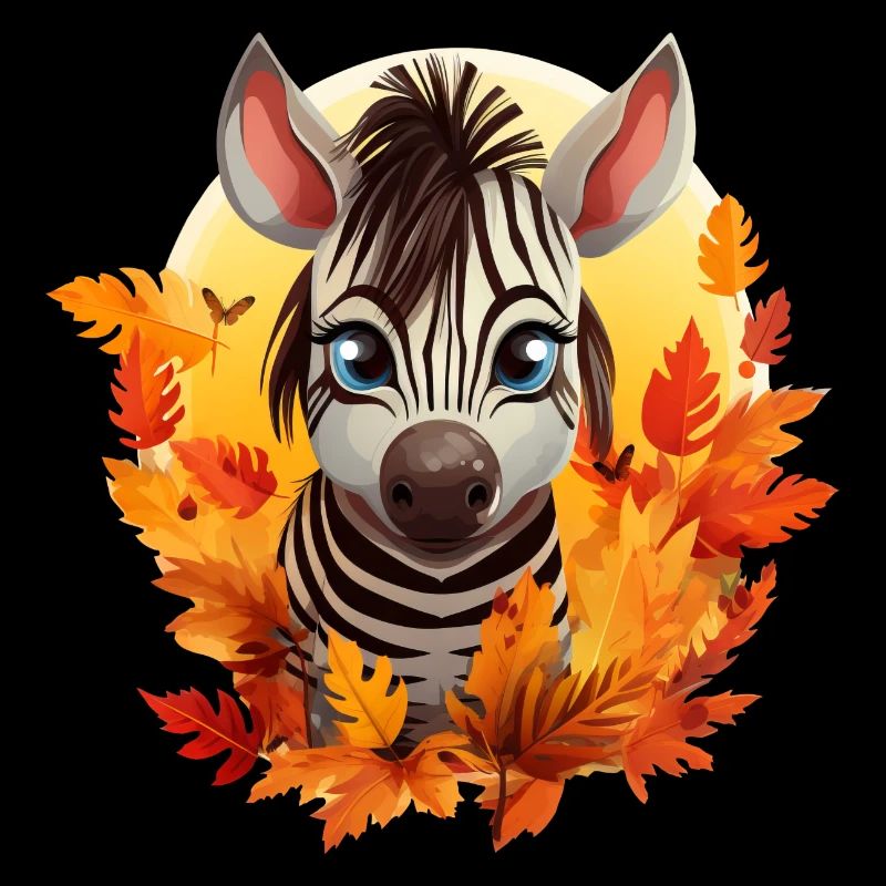 Zebra in Autumn: Foliage & Sunset