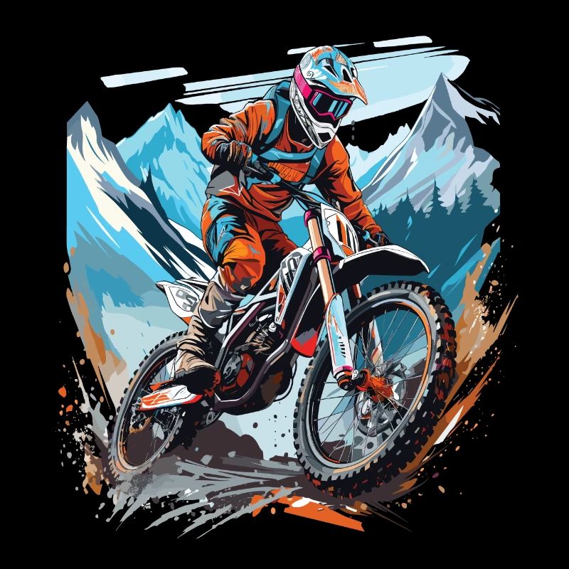 Motocross with a mountain backdrop