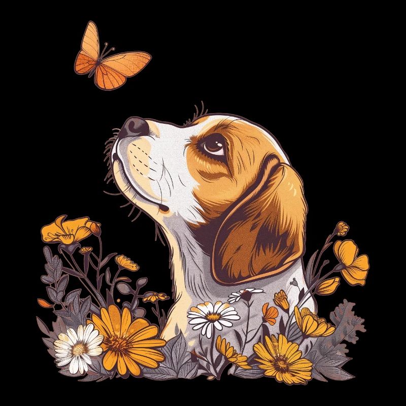 Beagle avec papillon