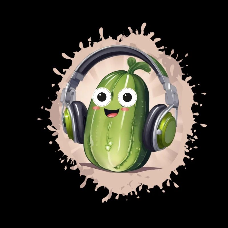 Gurke, Kopfhörer, illustration, retro