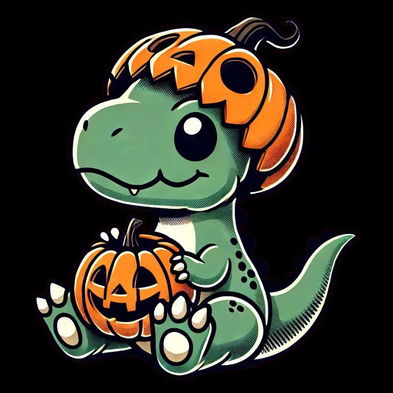 Mignon Halloween Dino T-Rex Dessin animé Citrouille