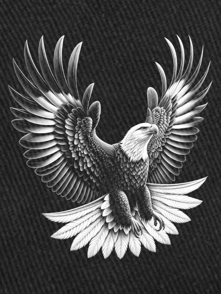 Proud bald eagle in flight
