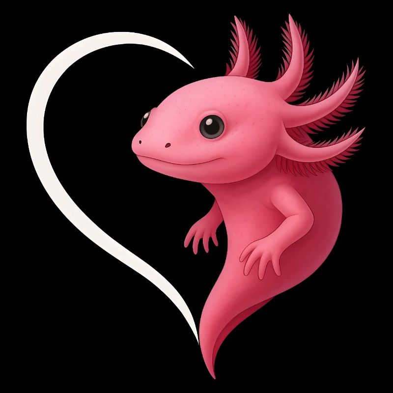 Mignon axolotl avec coeur