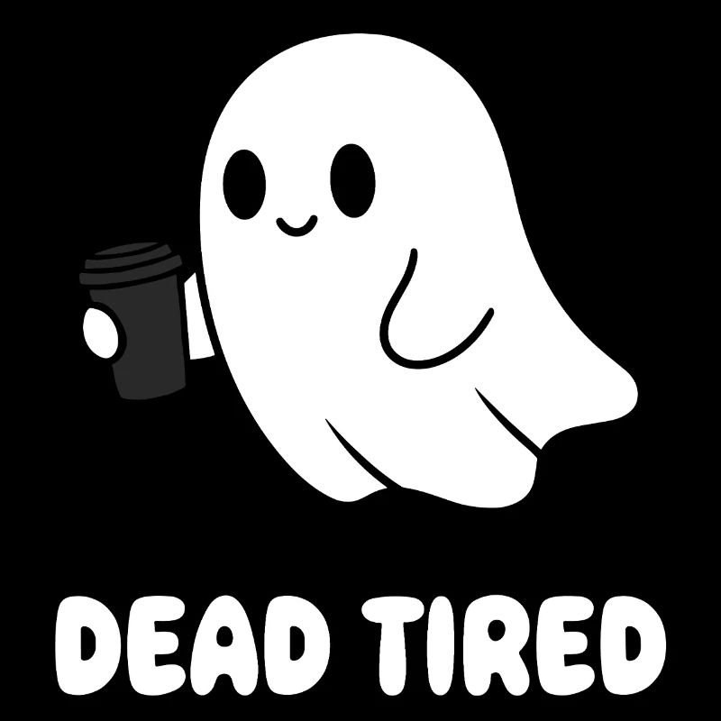 Coffee Ghost Tired Ghost with Mug