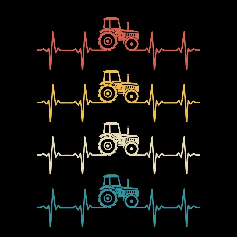 Retro Tractor Heartbeat Farmer