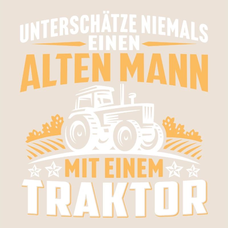 Alten mann mit einem traktor