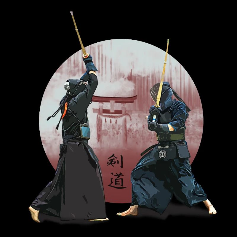Combat à l’épée de Kendo japonais avec Torii