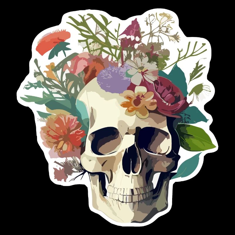 Menschlicher Schädel & Blumen 25