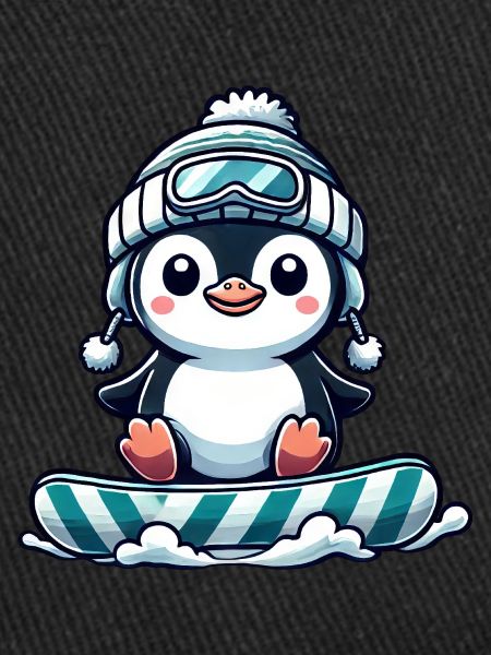 Mignon pingouin snowboard plaisir d’hiver
