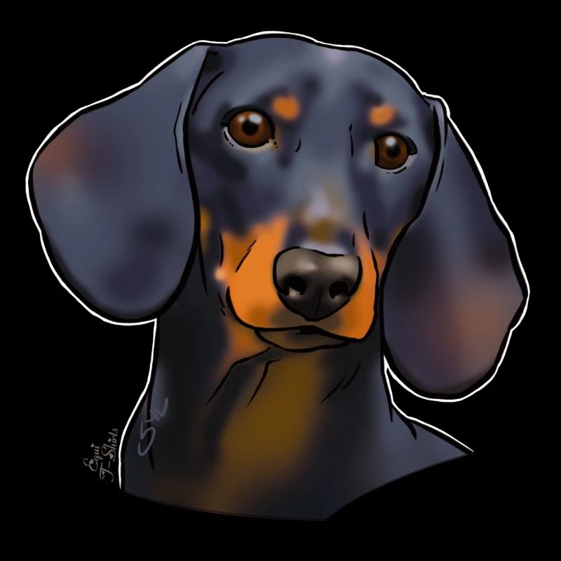 Dachshund black and tan (without text) dark textiles
