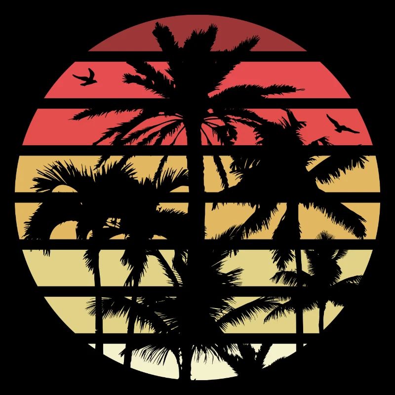 Palm Trees Retro Sun