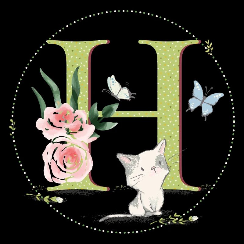 Lettre initiale A avec chat