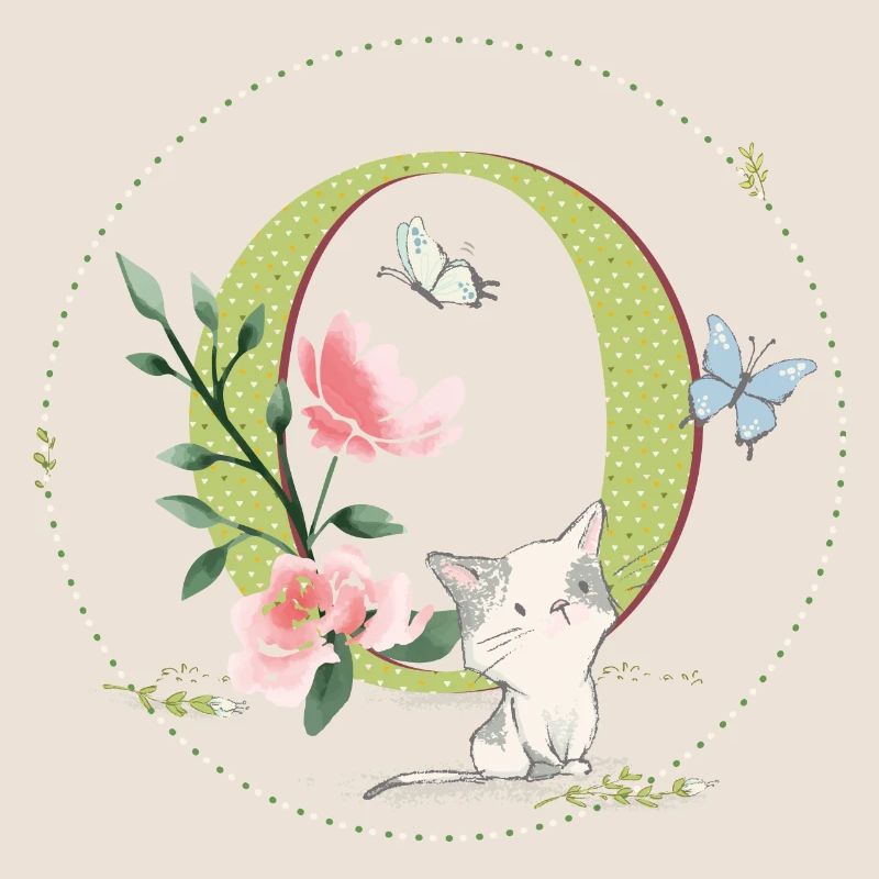 Anfangsbuchstabe O mit Katze