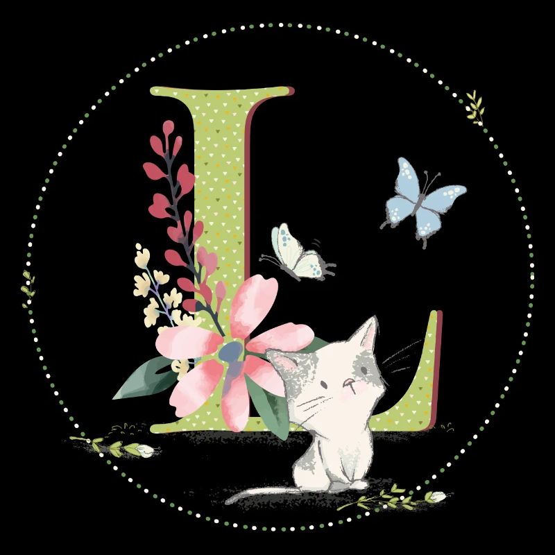 Lettre initiale L avec chat
