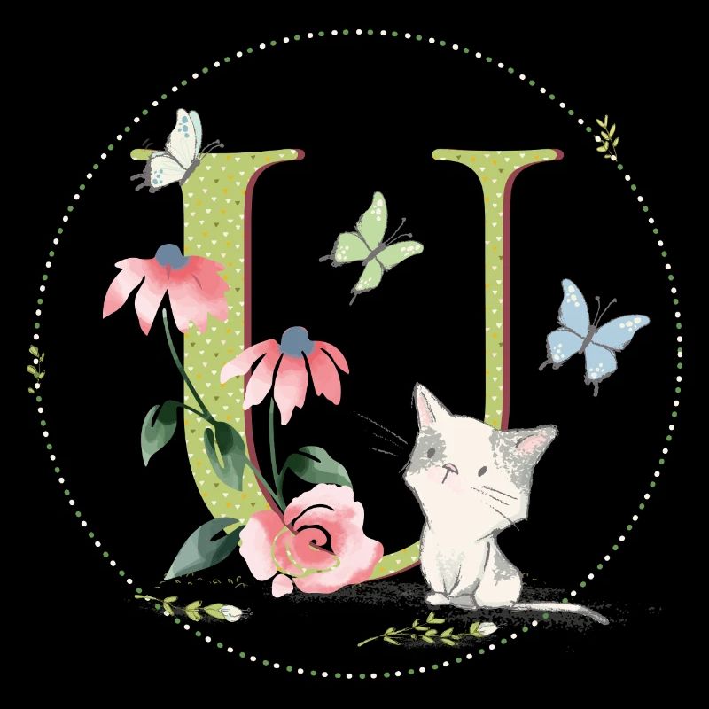 Lettre initiale U avec chat