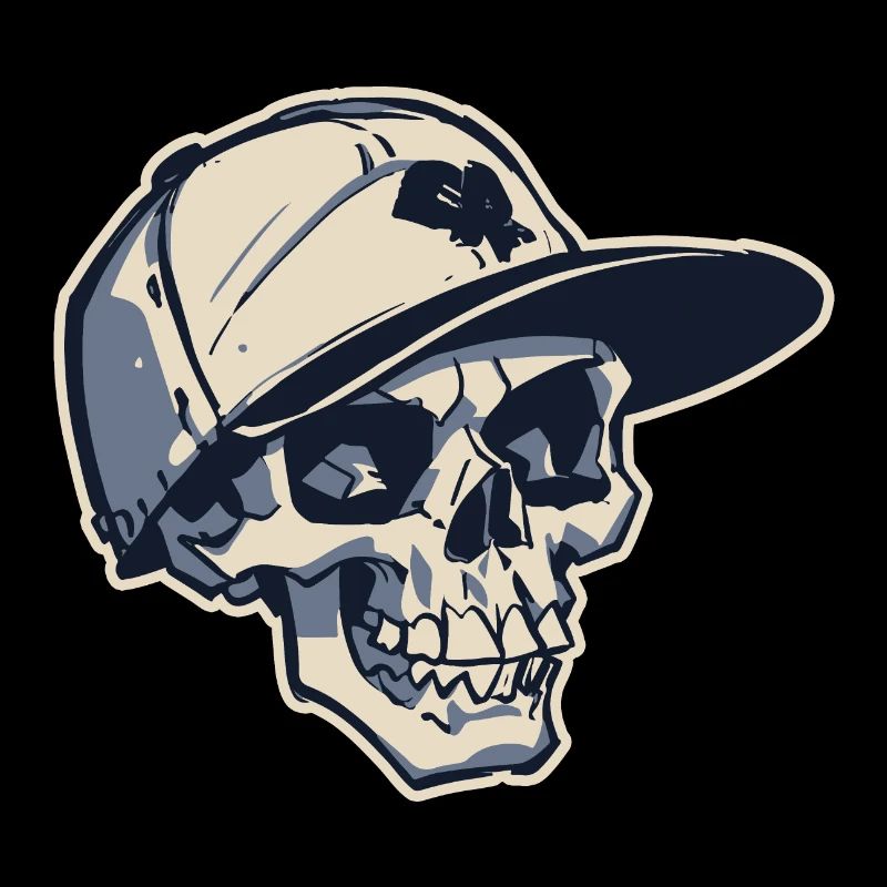 Skull with Snapback Hat (Stroke)