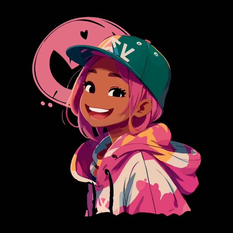 Schwarzes Mädchen im Kapuzenpullover (rosa)