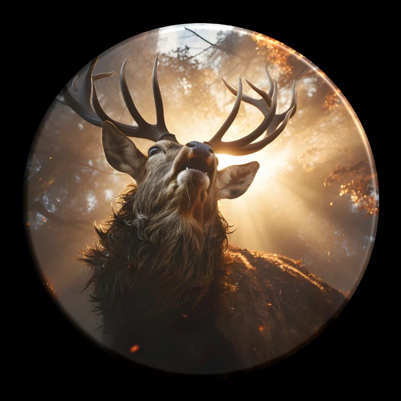Cerf rugissant dans la lumière du soir