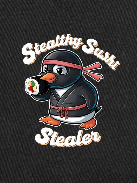 Ninja Penguin Stealing Sushi