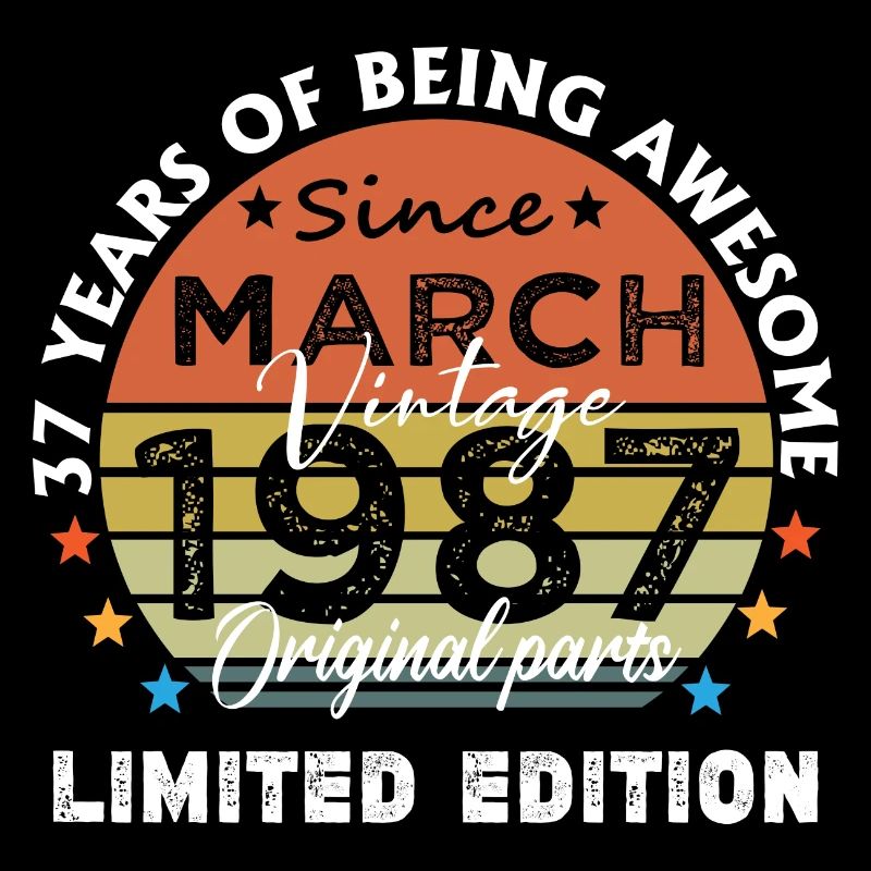 37 Years Old Made In 1987 Vintage March 1987